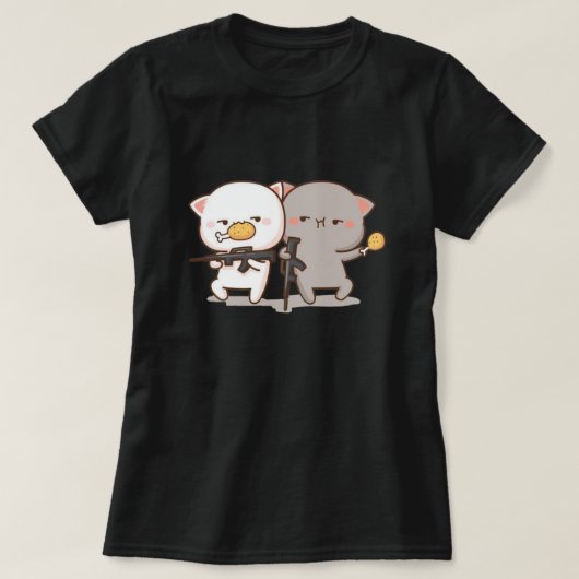 T-shirt Cute Mochi Peach Cat (Design devant)