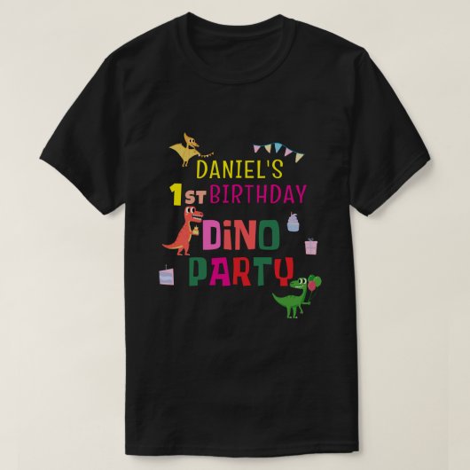 T-shirt Cute Modern Dino Dinosaur fête d'anniversaire pour (Design devant)