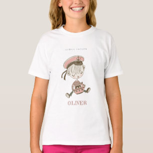 T-shirt Cute Moderne Blush Rose Girl Petit marin Nautique