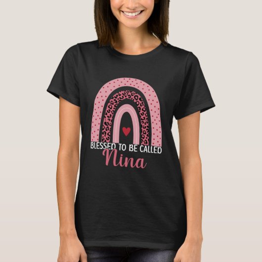 T-shirt Cute Mom Grandma Blessed To Be Called Nina Leopard (Devant)