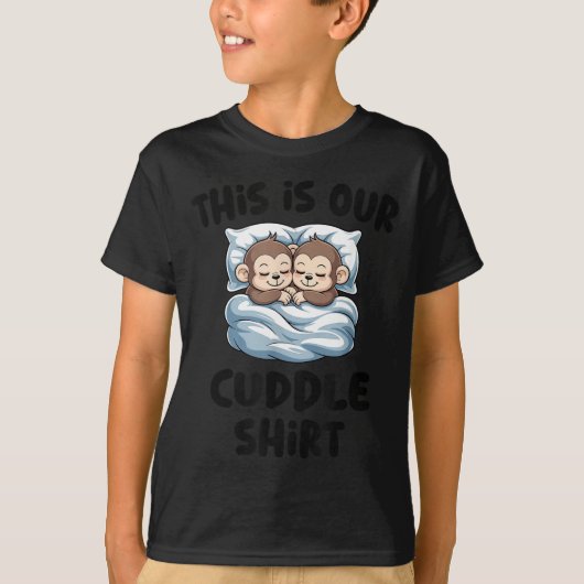 T-shirt Cute Monkey Couple This Is Our Cuddle  (Devant)