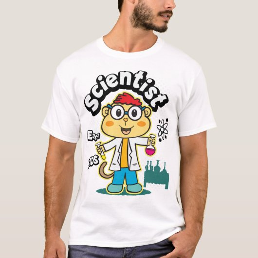 T-shirt Cute monkey scientist (Devant)
