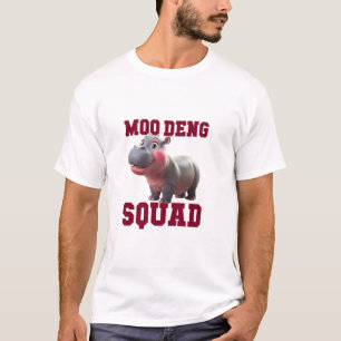 T-shirt Cute MOO DENG SQUAD Baby Hippo Team Cheer Girls Te