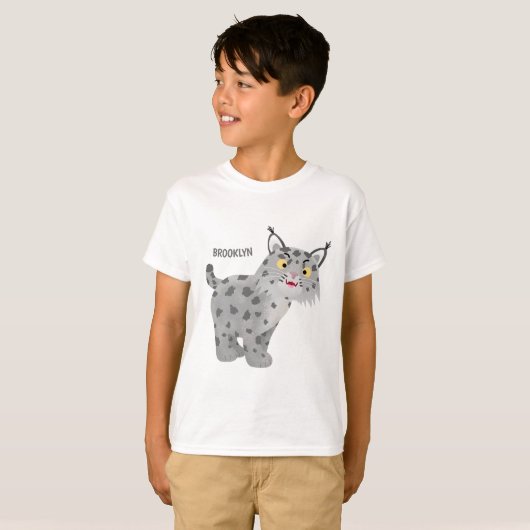 T-shirt Cute moyenne lynx lynx dessin personnalisé (Devant entier)