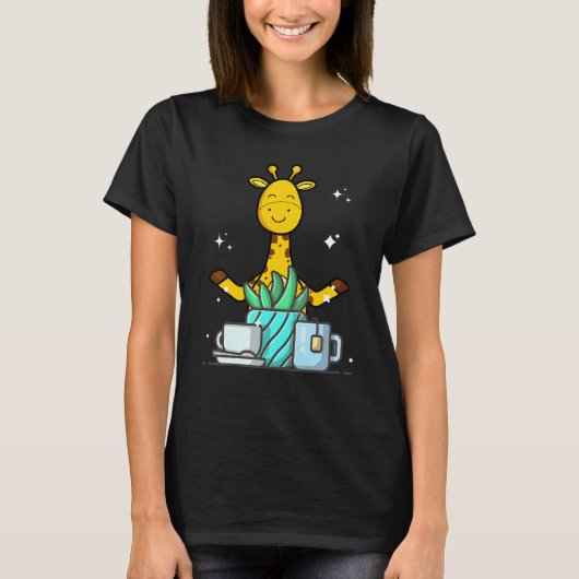 T-shirt Cute Namaste Giraffe Do Yoga Gardening Coffee (Devant)