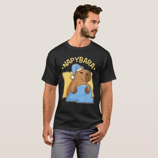T-shirt Cute Napping Capybara Pyjama  Nappybara (Devant entier)