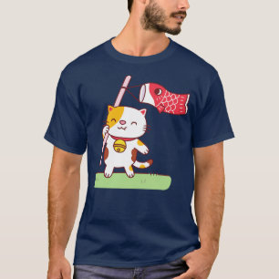T-shirt Cute Neko Chat avec Koinobori p Streamer