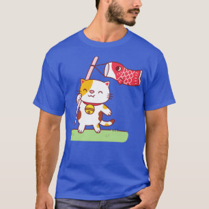 T-shirt Cute Neko Chat avec Streamer en carpe Koinobori