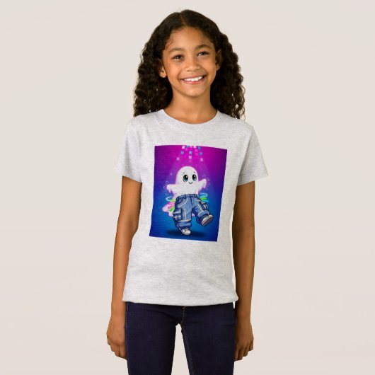 T-Shirt Cute Neon Glow Ghost Enfants (Devant entier)