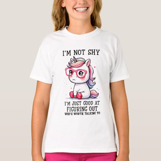 T-shirt Cute Nerdy Unicorn Girls (Devant)