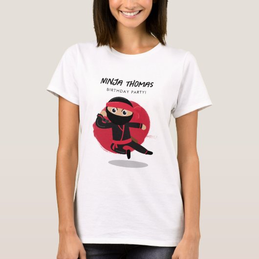 T-shirt Cute Ninja Black & Red Anniversaire de enfant Part (Devant)
