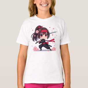 T-shirt Cute ninja guerrière fille en fleur