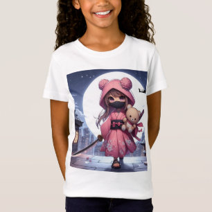T-Shirt Cute ninja guerrière fille & teddy