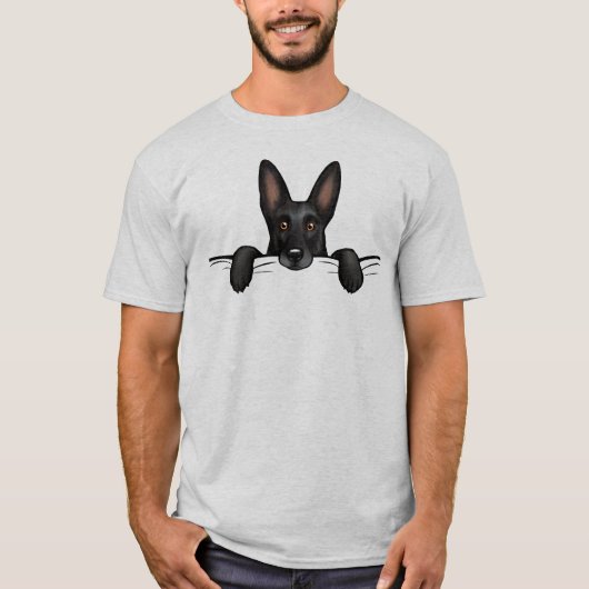 T-shirt Cute Noir Berger Allemand Chien Pékin (Devant)