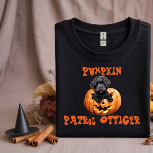 T-shirt Cute noir labradoodle halloween orange ironique
