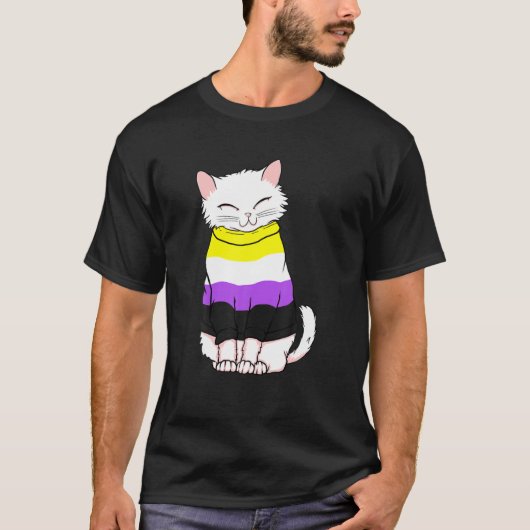T-shirt Cute Nonbinary Cat Pride (Devant)