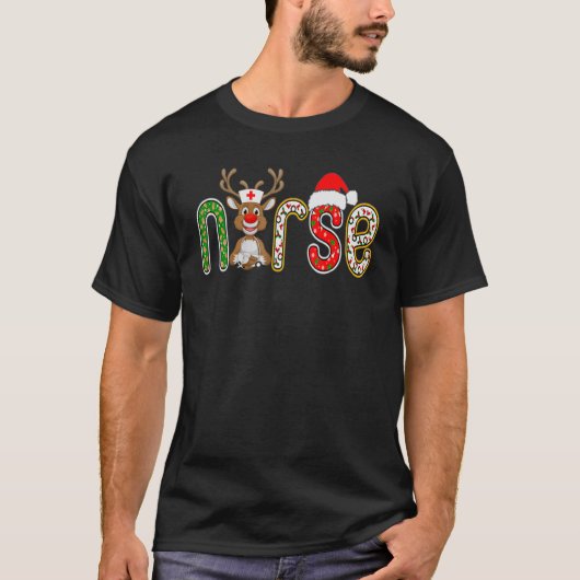 T-shirt Cute Nurse Christmas Tree Stethoscope RN LPN Scrub (Devant)