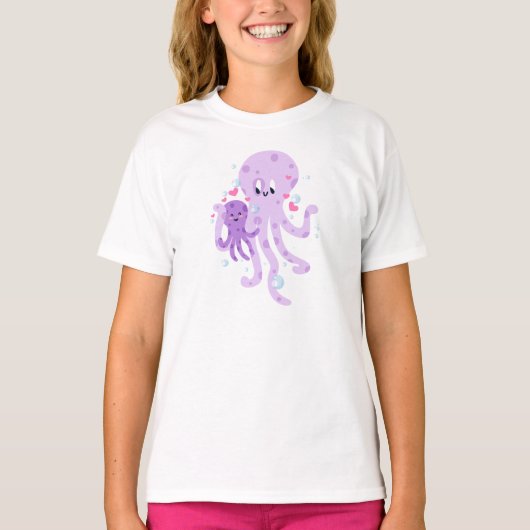 T-shirt Cute Octopus Maman Dessin d'art (Devant)