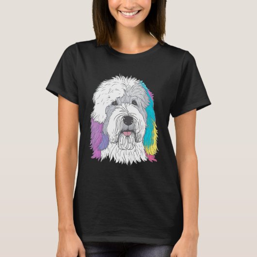 T-shirt Cute Old English Sheepdog Dog on Bobtail 2 (Devant)