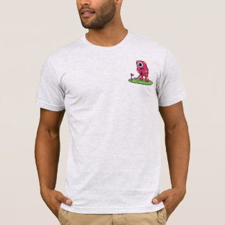 T-shirt Cute One-Eyed Pink Monster Playing Golf Cartoon