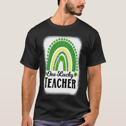T-shirt Cute One Lucky Teacher Rainbow St Patrick's Day Bl (Devant)