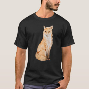 T-shirt Cute Orange Fox Vintage Aquarelle Faune Animal