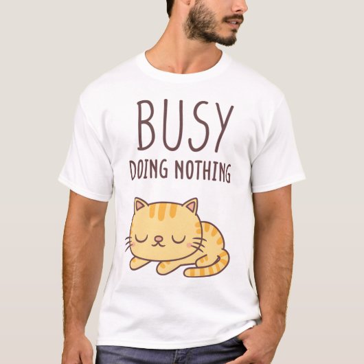 T-shirt Cute Orange Tabby Chat Occupé Ne Faisant Rien (Devant)
