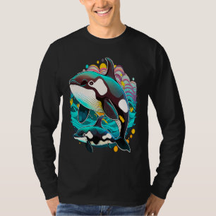 T-shirt Cute Orca et Calf Baleines Océan Mammifère