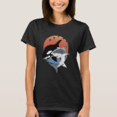 T-shirt Cute Orca Whale and Shark Samoa Polynesia Long Sle (Devant)