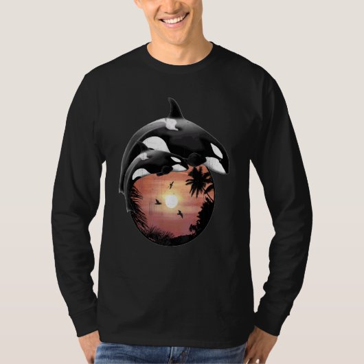 T-shirt Cute Orca Whales Samoa Polynesia Style coucher de (Devant)