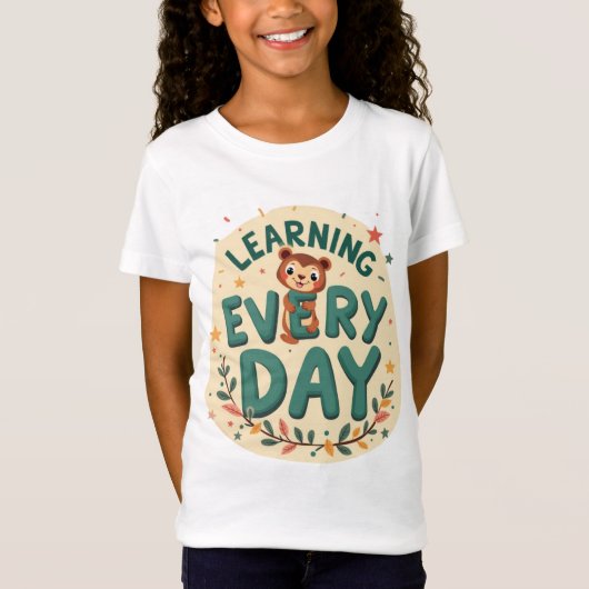 T-Shirt Cute Ours 'Apprendre chaque jour' - Amusante éduca (Devant)