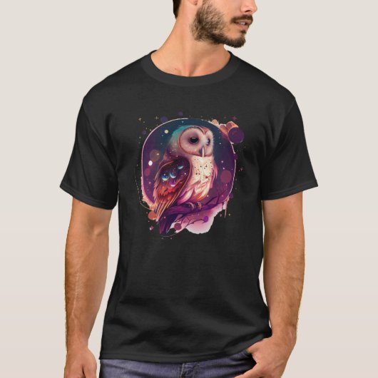 T-shirt Cute Owl Celestial Elements Illustration (Devant)