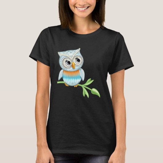 T-shirt Cute owl motif bird print for man woman child (Devant)