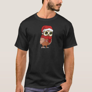 T-shirt Cute Owl Père Noël cadeau de Noël avec bonbons de