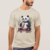 T-shirt Cute Panda boire du thé à bulle, du boba tea (Devant)