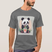 T-shirt Cute Panda boire du thé à bulle, du boba tea (Devant)