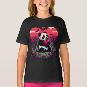 T-shirt Cute Panda Holding Heart - cadeau de la Saint-Vale