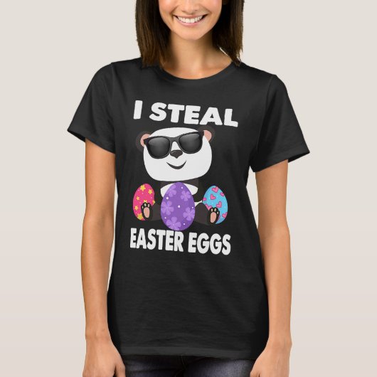 T-shirt Cute Panda I Steal Easter Eggs Egg Girls & Boys (Devant)