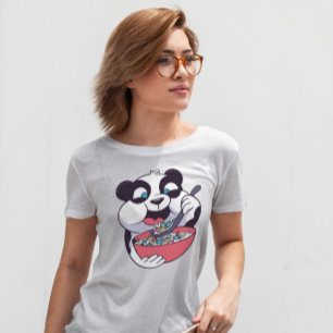 T-shirt Cute Panda Manger Céréales