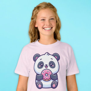 T-shirt Cute Panda Manger de la beigne avec des arroses Ka