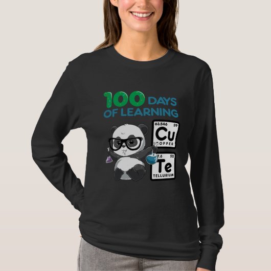 T-shirt Cute Panda Scientist 100 Shoulder Days (Devant)