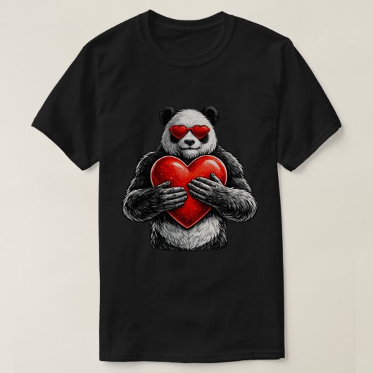 T-shirt Cute Panda With Heart Love Design (Design devant)