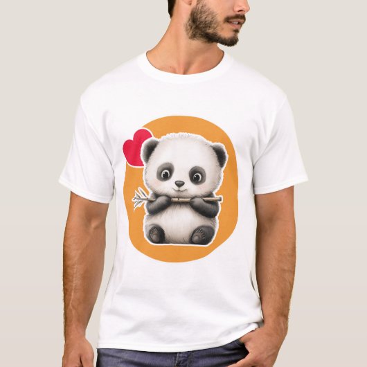 T-shirt Cute Panda with its Bamboo Stick (Devant)