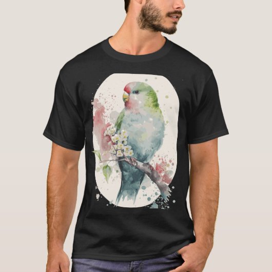 T-shirt Cute Parakeet Japanese Cherry Blossom Budgie Sakur (Devant)
