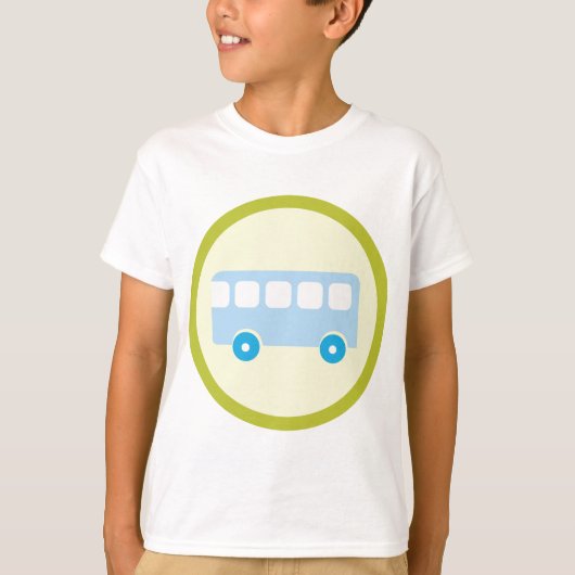 T-shirt Cute Pastel Blue School Bus Icon (Devant)