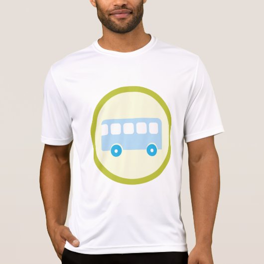 T-shirt Cute Pastel Blue School Bus Icon (Devant)