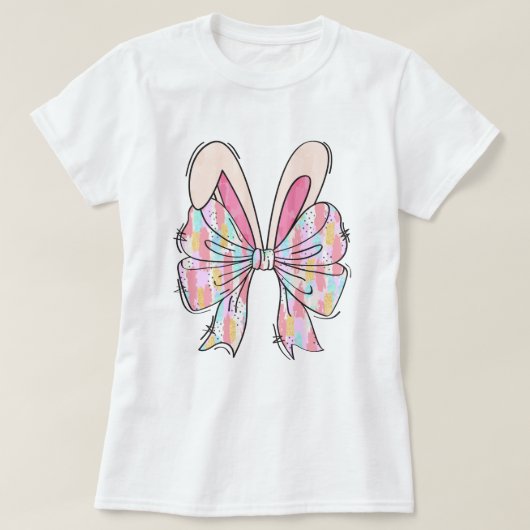 T-shirt Cute Pastel Bunny Bow (Design devant)