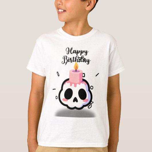 T-shirt Cute Pastel Goth Skull Birthday (Devant)