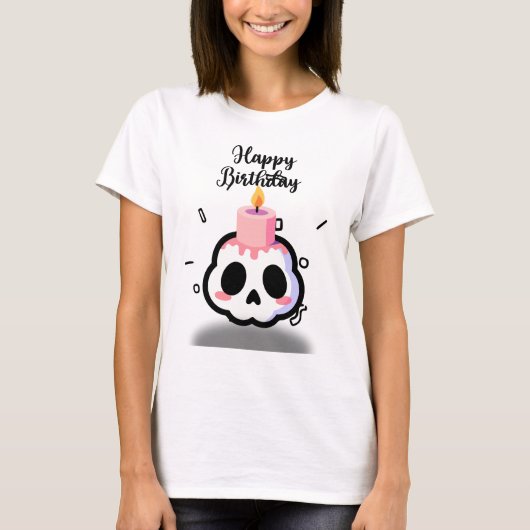 T-shirt Cute Pastel Goth Skull Birthday (Devant)