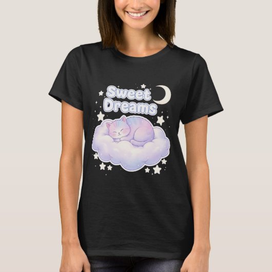 T-shirt Cute Pastel Sleeping Kitty Kawaii  (Devant)